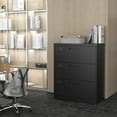 thumbnail image 2 of MIIIKO 3 Drawer Lateral File Cabinet with Lock, Black Lateral Filing Cabinet for Legal/Letter A4 Size, Locking Wide File Cabinet for Home Office, Metal, 2 of 6