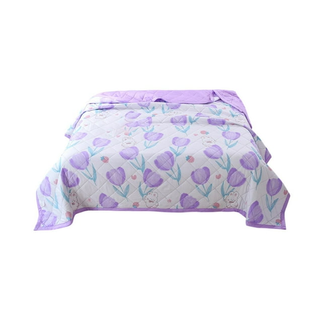Washed Cotton Summer Cool Quilt 39.37x59.06in Breathable Machine Washable Lightweight Thin Quilt for Dormitory Bedding (Multicolor)