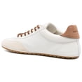 thumbnail image 2 of Tory Burch Women's Tumbled Leather Field Sneaker, Blanc/White Mocha/Gingerbread Brown, 8, 2 of 2