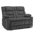 thumbnail image 6 of MCombo 57" Power Loveseat Recliner Sofa, Reclining Seating with Heat Vibration for Living Room, Fabric, Dark Grey, 6 of 9