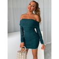 thumbnail image 2 of Glitter Mesh Off-Shoulder Ruched Mini Dress, 2 of 11