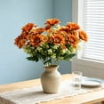thumbnail image 6 of ZORVINEX Large Artificial Sunflower Chrysanthemum Bouquet Faux Silk Flowers Indoor Outdoor Garden Porch Patio Home Decor Arrangement,Brown, 6 of 6