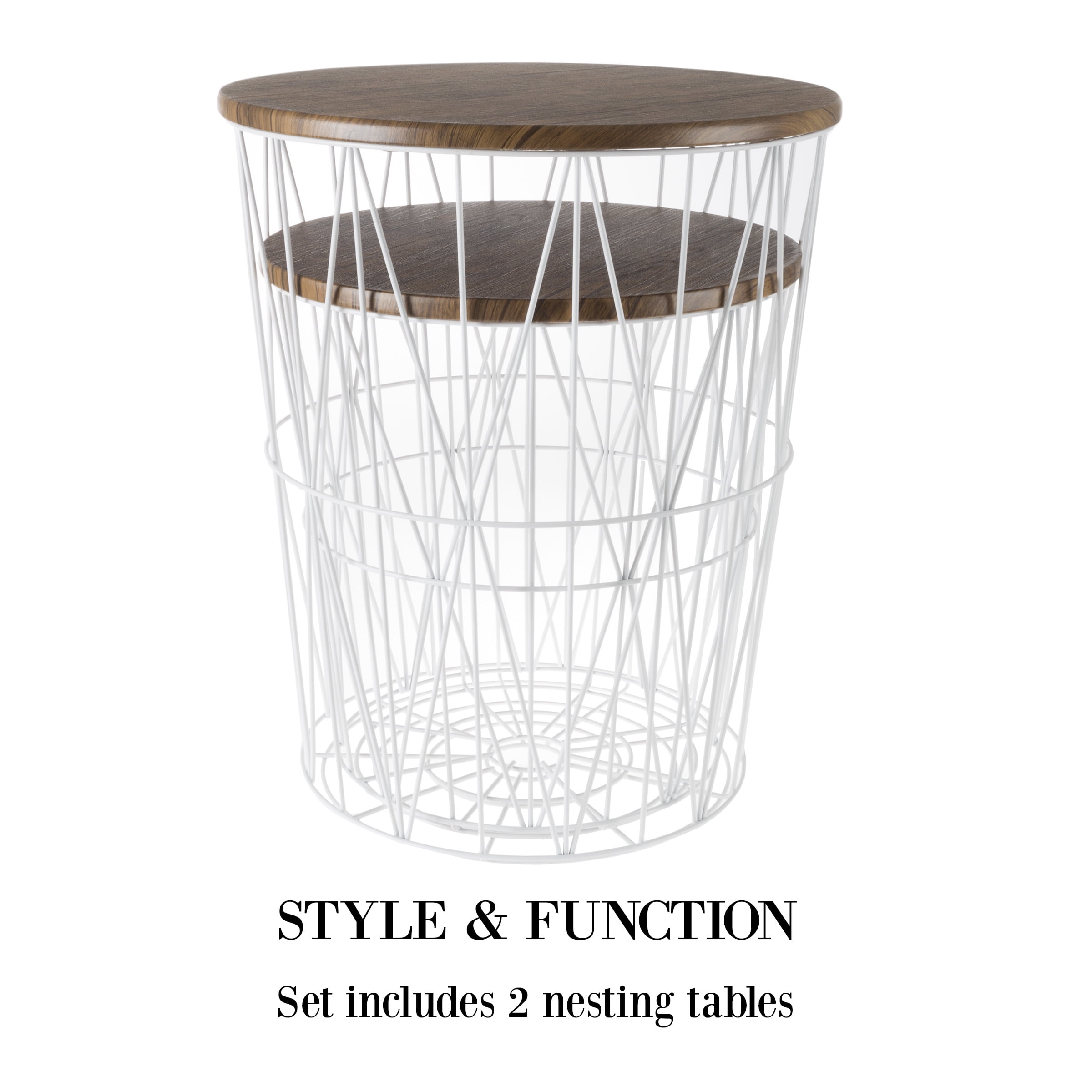 Lavish home round metal basket storage nesting end tables deals