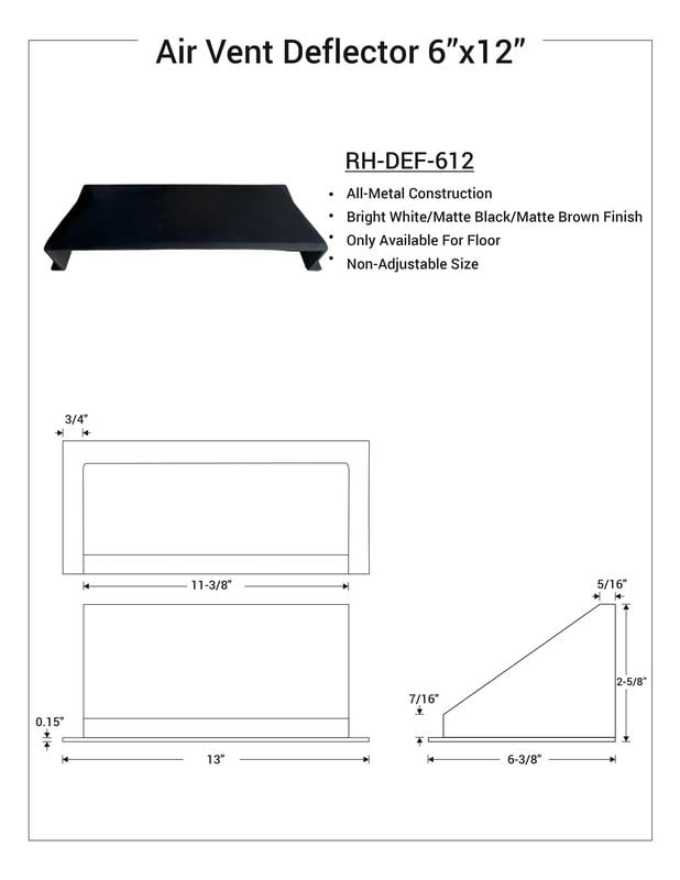 Solid Metal Deflector 6"x12" Unbreakable Cast Aluminum | Air & Heat Diverter