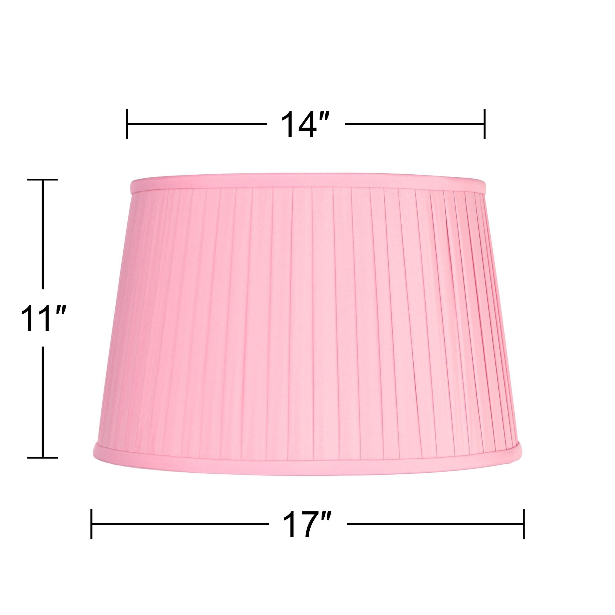 Springcrest 14" Top x 17" Bottom x 11" High x 11" Slant Lamp Shade Replacement Large Bright Pink Empire Pleated Spider Harp Finial