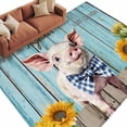 thumbnail image 2 of Cute Pig 5'x7' Area Rug, Yellow Sunflowers Blue Wooden Vintage Art Washable Non-Slip Soft Rugs, Low-Pile Large Carpet for Living Room Bedroom Dining Room, Non-Shedding Accent Rug, 2 of 9