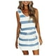 thumbnail image 1 of WILLBEST Faldas Para Mujer Vestido Informal De Verano Con Cuello En V A Rayas Para Uso Diario Vestido Holgado De Moda Ideal Para Clima Cálido Lavable A Máquina, 1 of 3