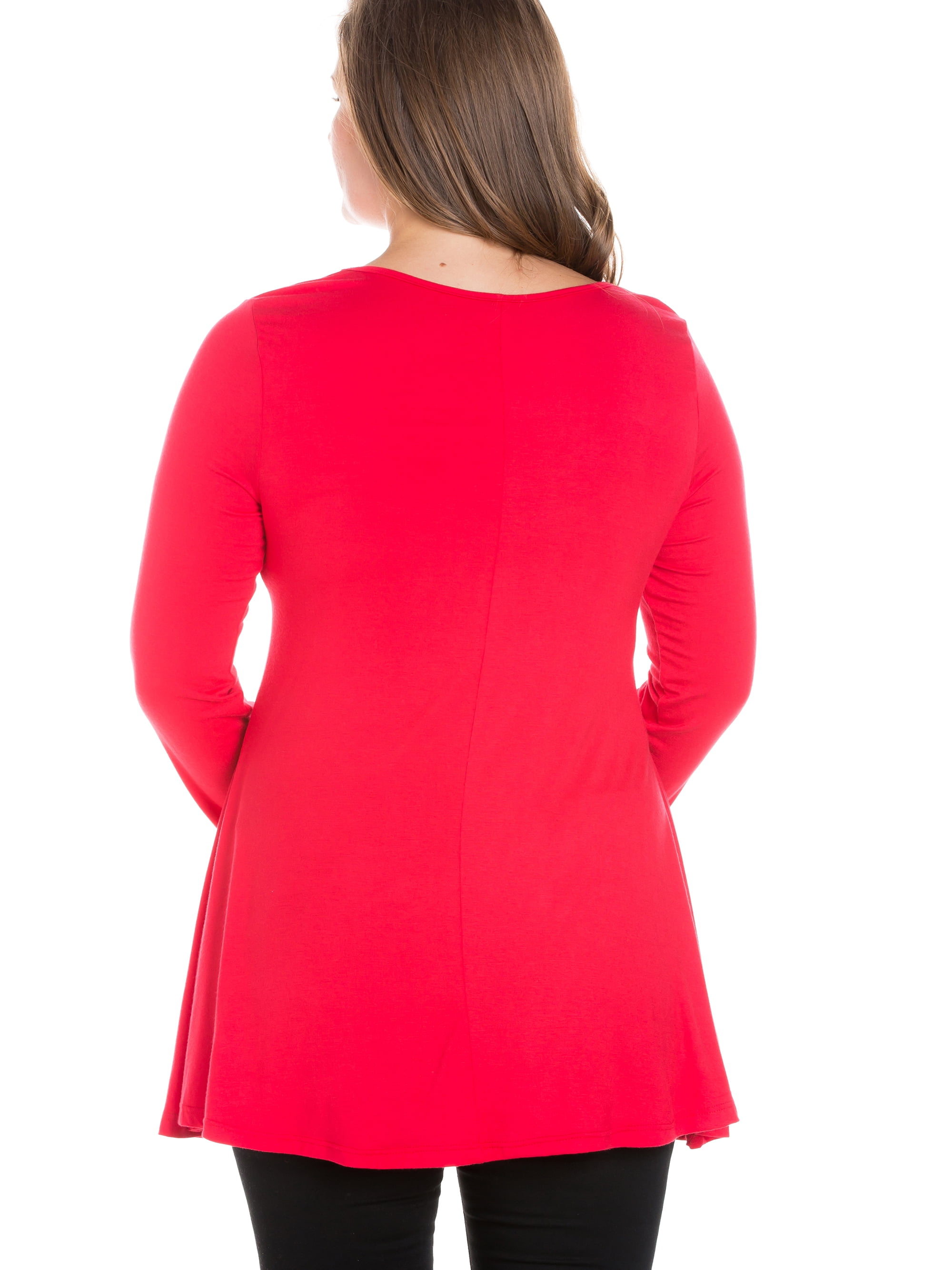 24seven Comfort Apparel Long Sleeve Swing Plus Size Tunic Top