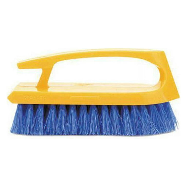 Rubbermaid Commercial FG648200COBLT Long Handle 6 in. Scrub Brush -  Yellow/Blue