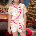 thumbnail image 2 of WEAIXIMIUNG Children's Christmas Print Short Sleeve Shorts Cardigan Children's Pyjamas Two Sets 2-3 Years, 2 of 4
