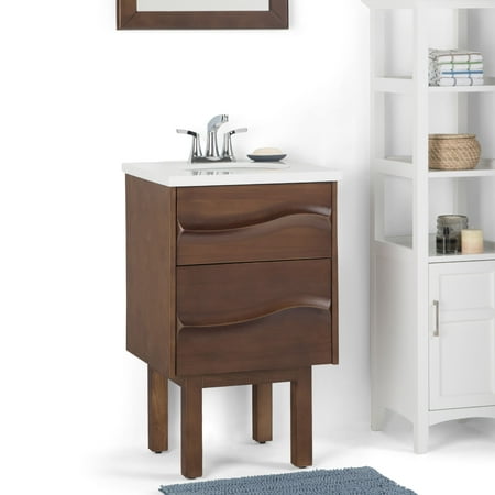 Simpli Home Marlowe 20 Inch Bath Vanity With White Engineered Marble Top Walmart Com