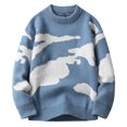 thumbnail image 1 of Chandails pour Hommes, Chemises pour Hommes, Mode Décontractée Grand Contraste Chandail Col Rond Pull Manches Longues Chemise Ample Chandail Col Rond, 1 of 8