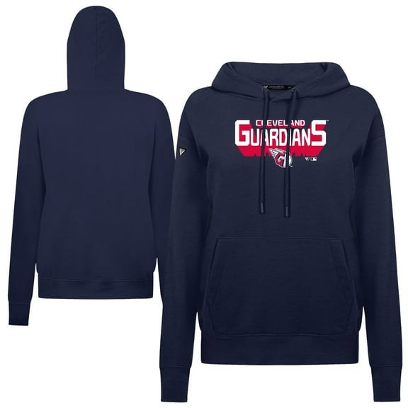 Women's Levelwear Navy Cleveland Guardians Adorn Retro 3D Pullover Hoodie
