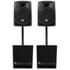 (2) Rockville RPG12 12" Powered 1600w DJ PA Speakers+(2) 15" Powered Subwoofers