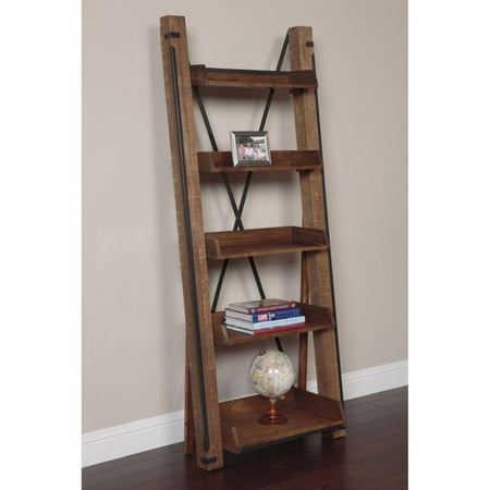 - American Furniture Classics Industrial Collection Open Leaning Bookcase in Rough Sawn Finish