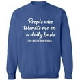 thumbnail image 2 of OXI Crewneck Sweatshirt - People Tolerate Me, Basic Casual Sweatshirts for Men's and Women Fleece Sweatshirt Long Sleeve - Indigo Blue Small, 2 of 2