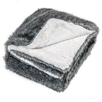 Costway Fluffy Faux Fur Throw Blanket 740GSM Soft Fuzzy Luxury Faux Wolf Fur Blanket