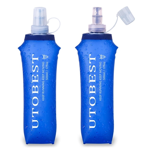 UTOBEST Frasco Blando, Paquete de 2 Botellas para Correr de Frasco Blando de 500 ml, Frasco Plegable para Correr de TPU, Frasco Plegable portátil de Mano para Viajes, Senderismo, Ciclismo, Paseo por l