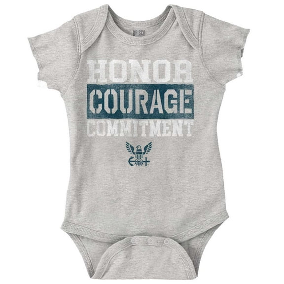 US Navy Honor Courage Commitment Romper Boys or Girls Infant Baby Brisco Brands 12M