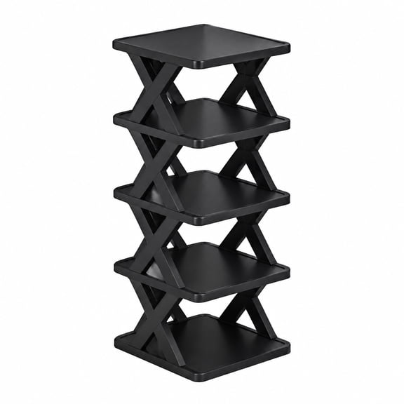Aemutady 5-Tier Foldable Shoe Rack, Collapsible Plastic Shoe Organizer