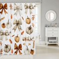 thumbnail image 2 of Manfei Autumn Fall Pumpkin Shower Curtain 72Wx72L,Vintage Bowknot Pattern Bathroom Curtain, 2 of 5