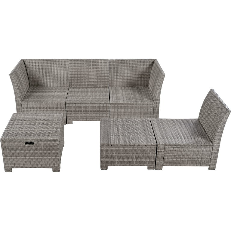 Perfect Outdoor Patio Furniture Set 6 Pieces Outdoor Sectional Wicker Sofa PE Rattan Conversation Sets Steel Frame Patio Dining Leisure Sofa Set with Beige Cusion Walmart