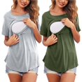 thumbnail image 1 of Vêtements de Grossesse Offres de l'Action de Grâce Liquidation Été Vêtements de Maternité pour Femmes Col Rond Manches Courtes Volants Pli Hauts de Grossesse, 1 of 5