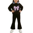 thumbnail image 2 of Eltusu Girls Outfit Sets, Long Sleeve Collared Fare Leg Sweatshirts&Sweatpants Sets Black Size 7-8 T, 2 of 6