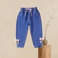 thumbnail image 5 of Girls Skinny Jeans Elastic Waist with Bow Cuffed Ankle Denim Pants for Kids Kids Girl 6M-6Y Sky Blue,Size 2-3 T, 5 of 5