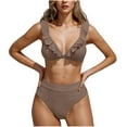 thumbnail image 1 of TACILIP Womens High Waisted Bikinis Set Ruffle Swimsuits V Neck Bathing Suit 2 Piece for Women, 1 of 6