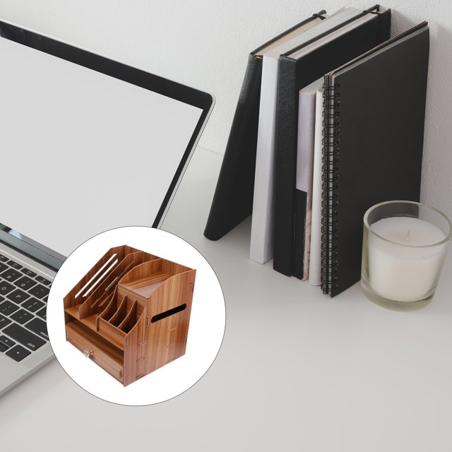 Phenofice Wood Storage Box Brown For Sundry Organizer Home Use 1Pcs 9.82x9.43x8.65In