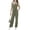 Olive green, variant on Girls Romper Girls Jumpsuit Solid Color Ruffle Strap Smocked Jumpsuit with Belt & Pockets 5-12Y