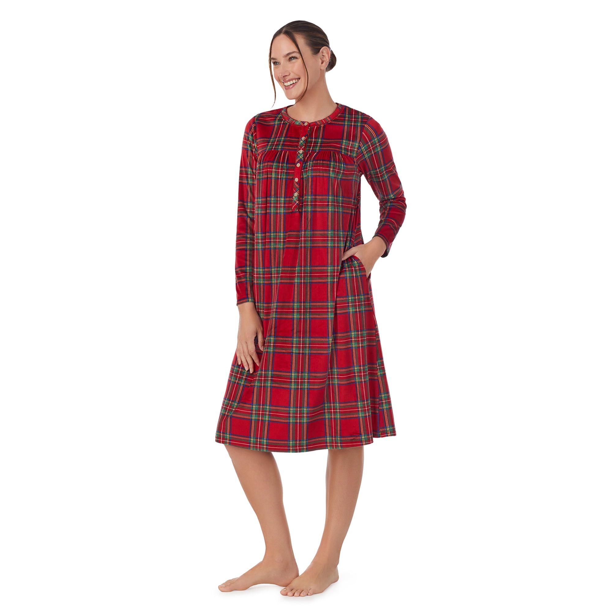 Aria Women's Knit Velour Long Sleeve Ballet Nightgown, Sizes S to 5X