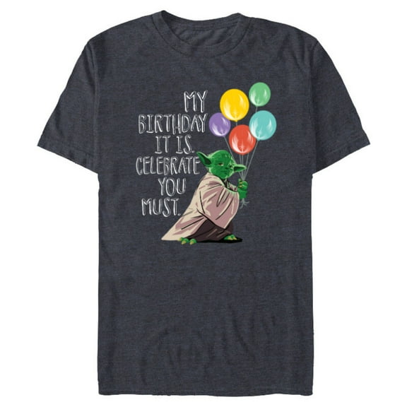 Star Wars Yoda “My Birthday It Is, Celebrate You Must” - Short Sleeve Blended T-Shirt for Adults - Customized-Navy Heather