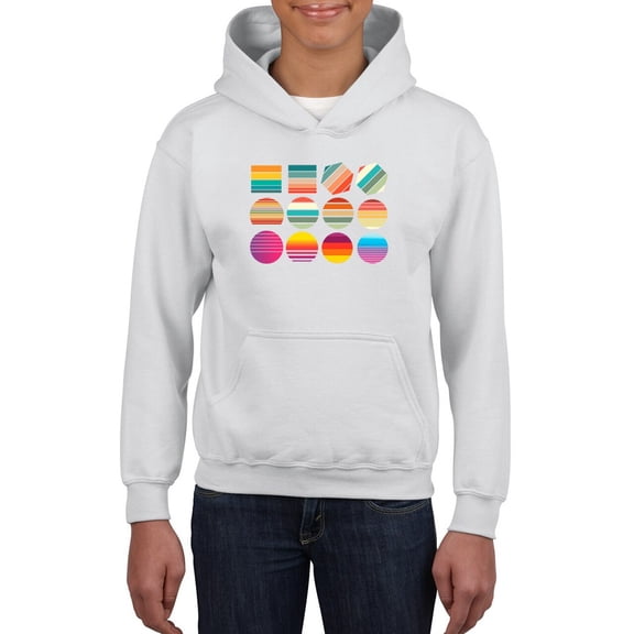 Colorful Shapes Hoodie Juniors -Smartprints Designs, x-Large