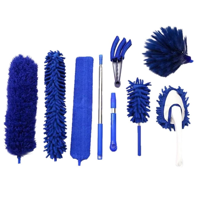 Telescopic Dusting Kit with 8 Attachments - Microfiber Duster for Ceiling Fans, Blinds, and Electronics - Extendable to 100 Inches