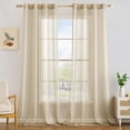 thumbnail image 1 of Juego de 2 paneles de cortinas translúcidas beige sólido, cortinas extralargas, ojales elegantes para filtrar la luz, cortinas de gasa, 1 of 4