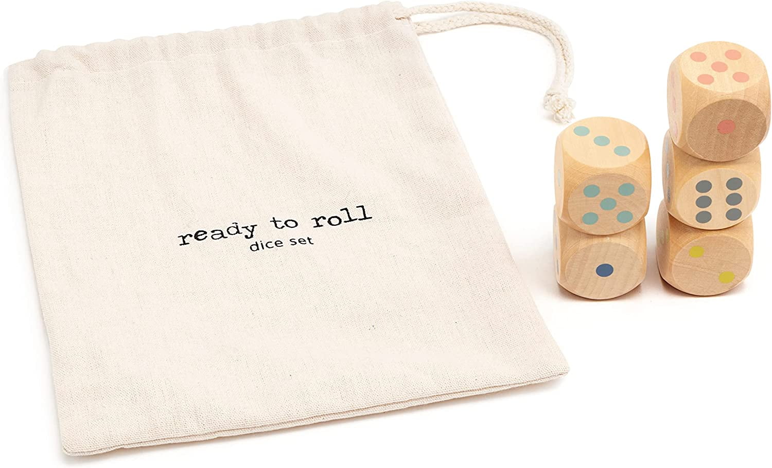 Demdaco Ready To Roll Natural Brown 1.5 inch Wood Patio Dice 5 Piece Set