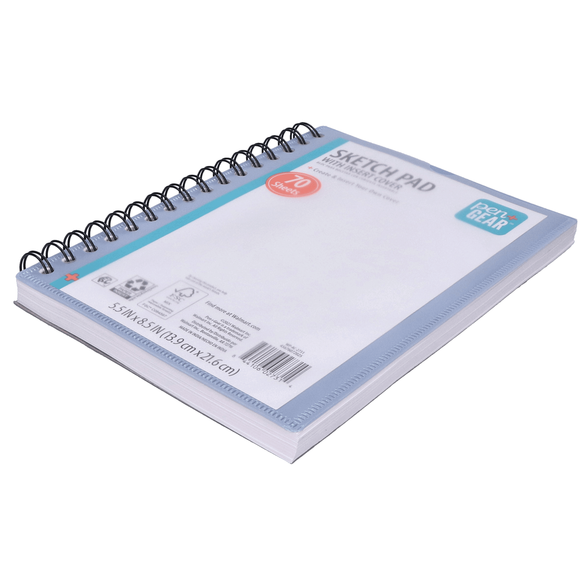 Carnet de croquis Pen + Gear, 70 feuilles, 14 x 21,5 cm, bleu