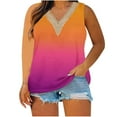 thumbnail image 2 of QUINDOS Tank Tops for Women under $5 Watermelon Red Basic Plus Size Tunic for Sexy V-Neck Blouse Lace Casual Loose Summer Sleeveless Tank Womens Camisoles, 2 of 4