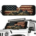thumbnail image 2 of Uorisanigo Front Windshield Sunshade Fit for Jeep Wrangler, Gladiator, Renegade, Foldable Window Shade Sun Visor Protectoin Blocks UV Rays Keep Vehicle Cooler(American Flag Mountain), 2 of 7