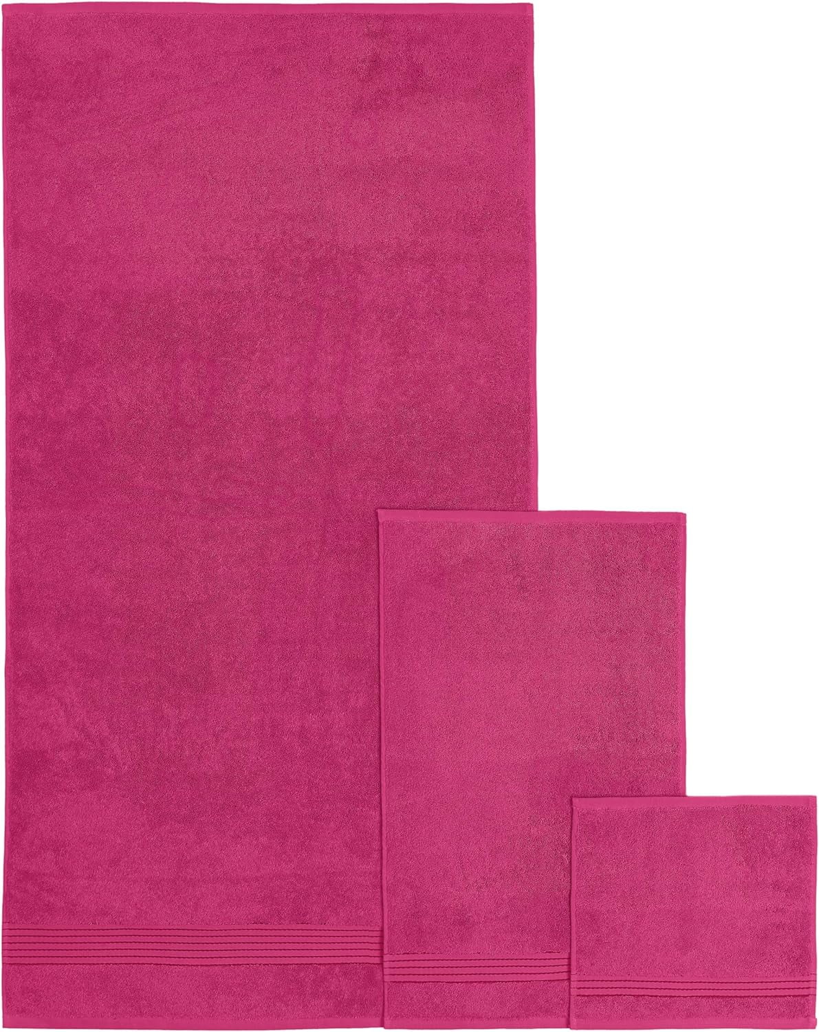 Discount Cotton 6-Piece Towel Set, Includes 2 Washcloths, 2 Hand Towels and 2 Bath Towels, 100% Turkish Cotton - Highly Absorbent and Super Soft Towels for Bathroom, Hot Pink