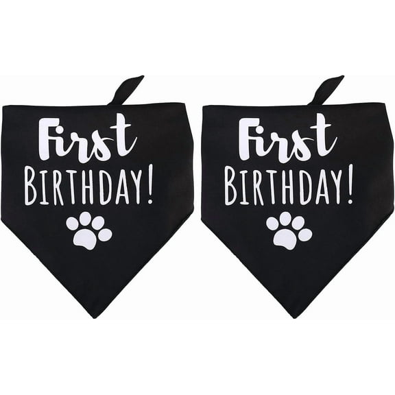 2PCS First Birthday Dog Bandana Cotton Bandana Puppy Neck Scarf Pet Triangle Birthday Scarf Prop Pet Scarf Accessories