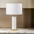 thumbnail image 6 of 25 Inch Table Lamp, White Fabric Drum Shade, Modern Gold Metal Round Base, 6 of 6