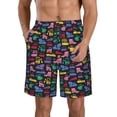 thumbnail image 2 of Uemuo Colorful Excavator Pattern Men's Swim Trunks Hawaiian Beach Bathing Suit Swimsuits Beach Quick-Dry Shorts with Pockets-Large, 2 of 9