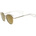 thumbnail image 3 of sunglassLA Unisex Womens Fashion Open Metal Frame Mirrored Lens Cat Eye Sunglasses (Gold / Gold Mirror) - 55mm, 3 of 4