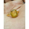 thumbnail image 2 of Natural Certified 6 Ct Yellow Sapphire / Pukhraj 925 Sterling Silver 14K Goldplated Astrological Purpose Ring Handmade Ring For Man & Woman, gift for her, 2 of 5
