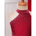 thumbnail image 4 of TSSOE Kids Girls Halter Lyrical Dance Dress Leotards Ballet Dancewear Modern Contemporary Performance Costume Burgundy 14, 4 of 7