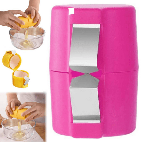 Egg Shell Opener,Egg Separator for Raw Eggs,Egg Shell Opener for Hard Boiled Eggs,Handheld Eggs Breaker Multifunctional Egg Cutter Egg Cracker and Separator for Kitchen Gadgets (Pink)