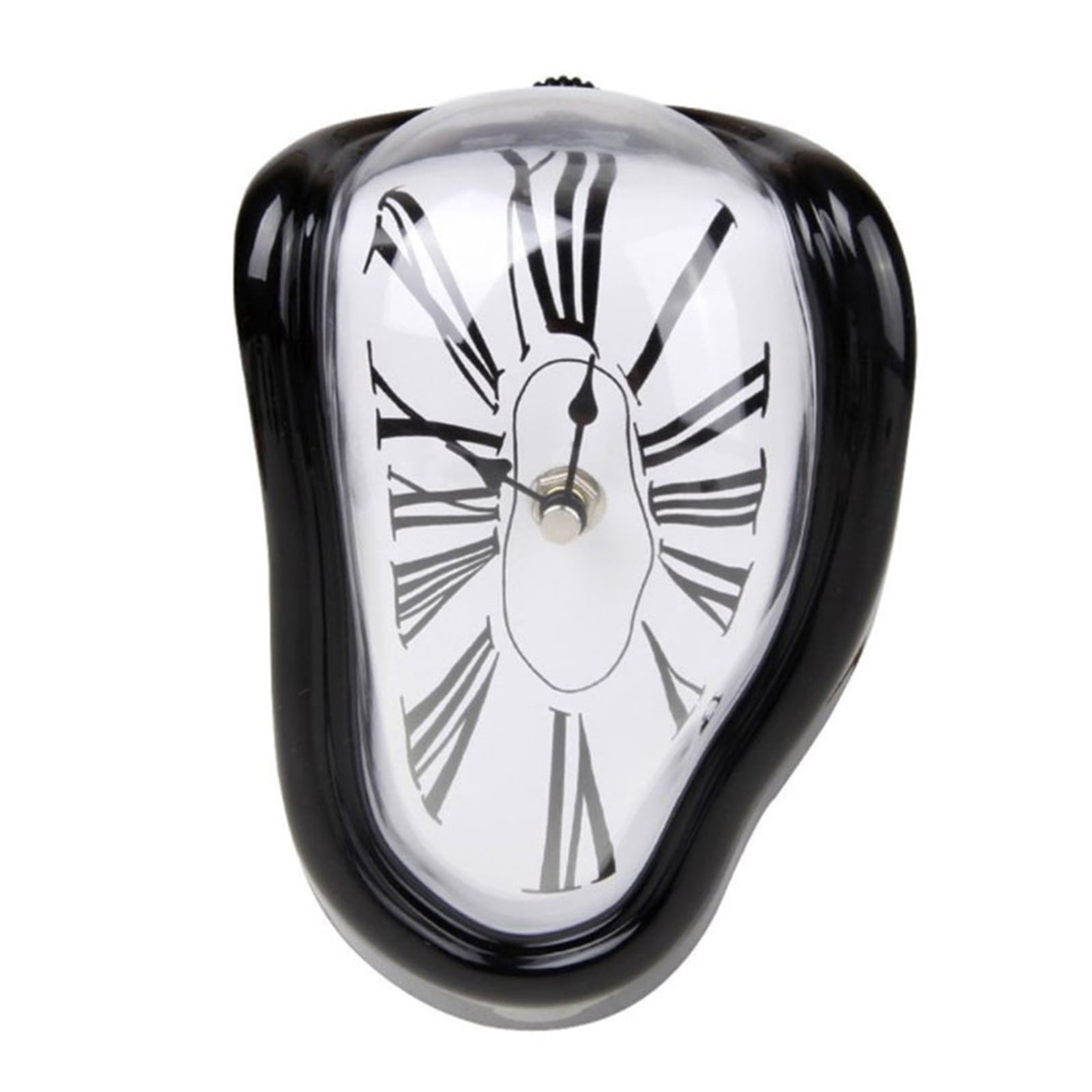 DESIGNICE Melting Clock Modern Surrealistic Shelf Decor Melting Clock Distorted Clock(Black)